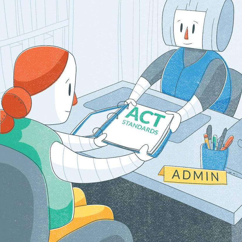 Ms. Burton's admin requires that all teachers use ACT® standards for practice and assessment.