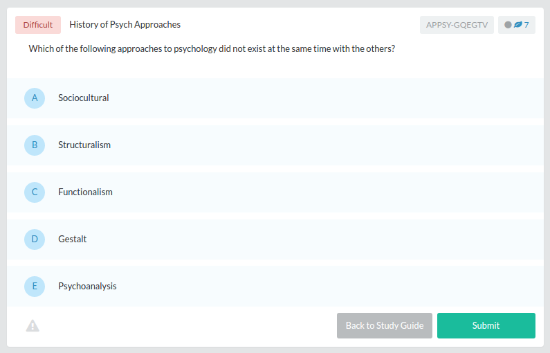 History of Psych Approaches AP® Psychology Practice Question